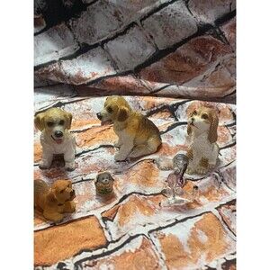 Lot of 6 Dog Figurines Miniatures Puppy Collectibles Snoopy Hound Decoration EUC